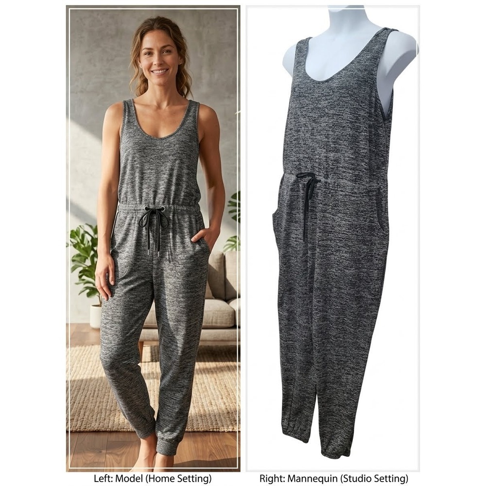 Love Ari Knit Jumpsuit 3X Jogger Drawstring Pockets Sleeveless Sporty Casual